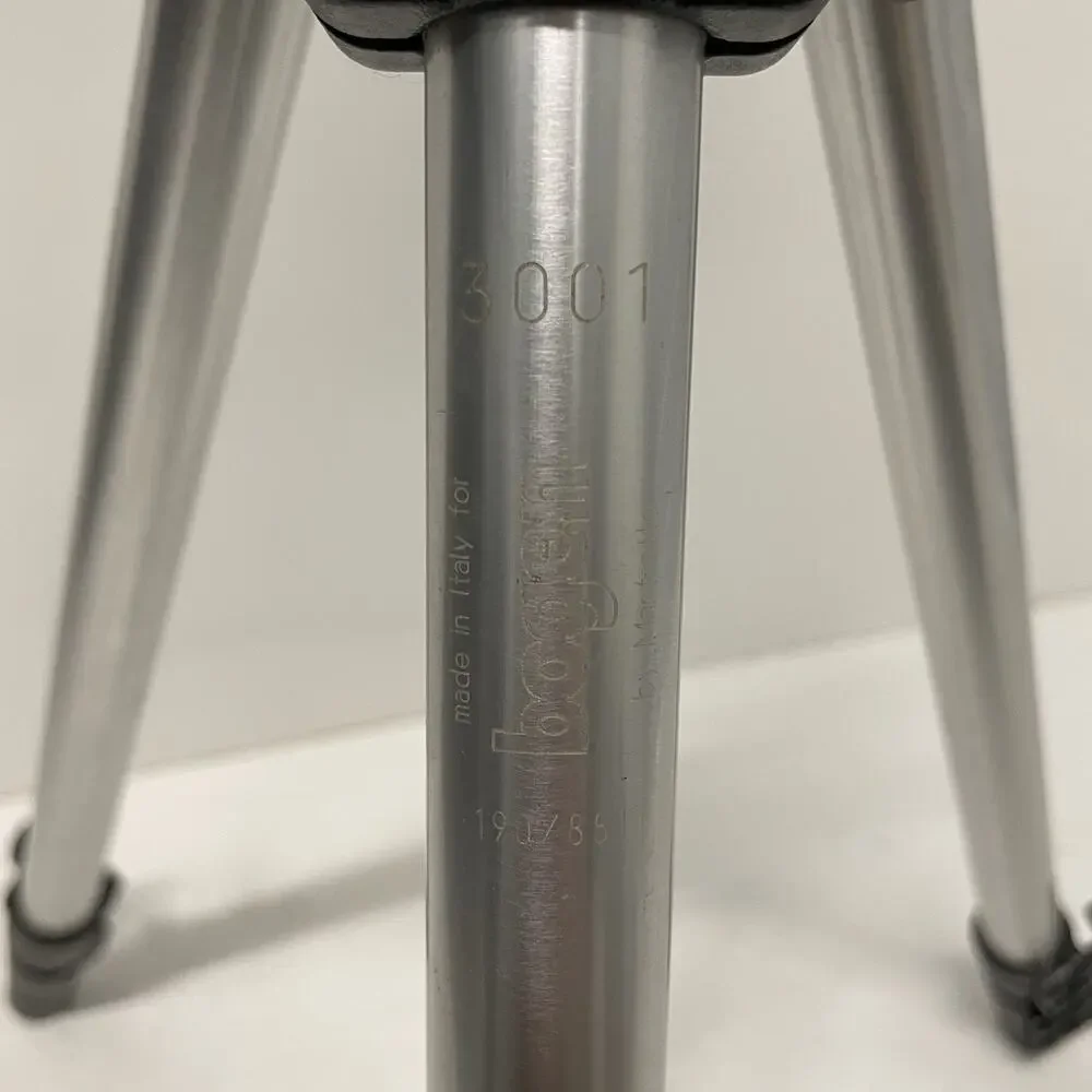 Vintage Bogen 3001/190 Tripod with 3025 3-Way Pan Tilt Head Made in Italy Good